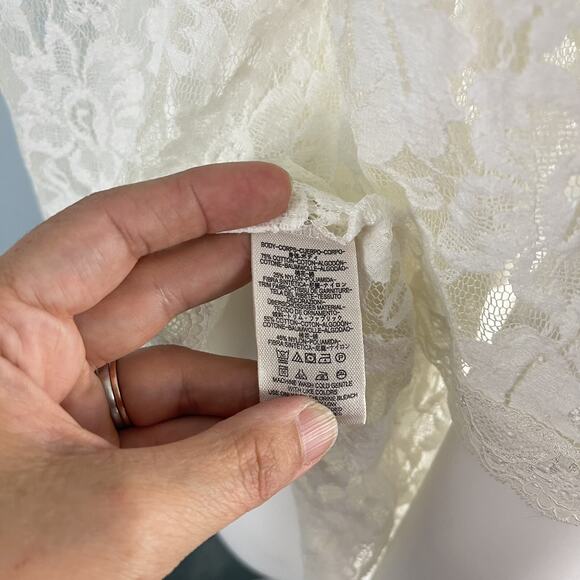 Free People Sheer Lace Tunic Shirt Top White Sz Small Whimsigoth Boho Gypsy - Picture 9 of 14